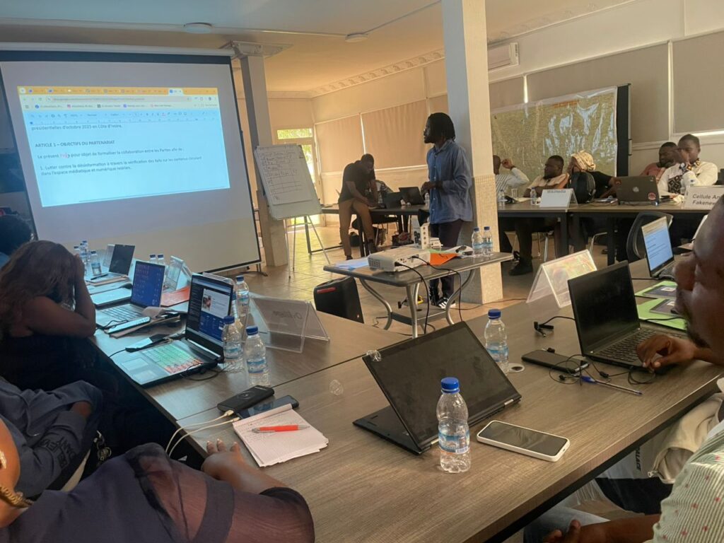 Photo d'atelier - Atelier de renforcement de capacités des membres de la coalition de fact-checkers